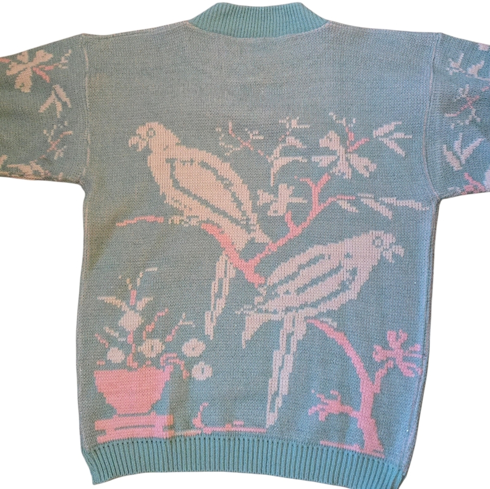 Mint Green Bird Pattern Sweater - image 3